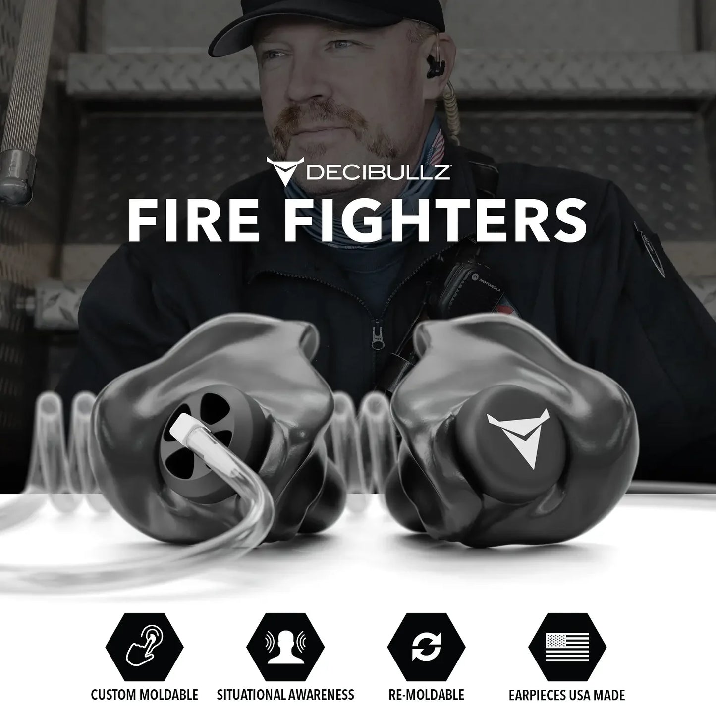 Decibullz | +Awareness Custom Molded Two-Way Surveillance Acoustic Tube Headset (Motorola)