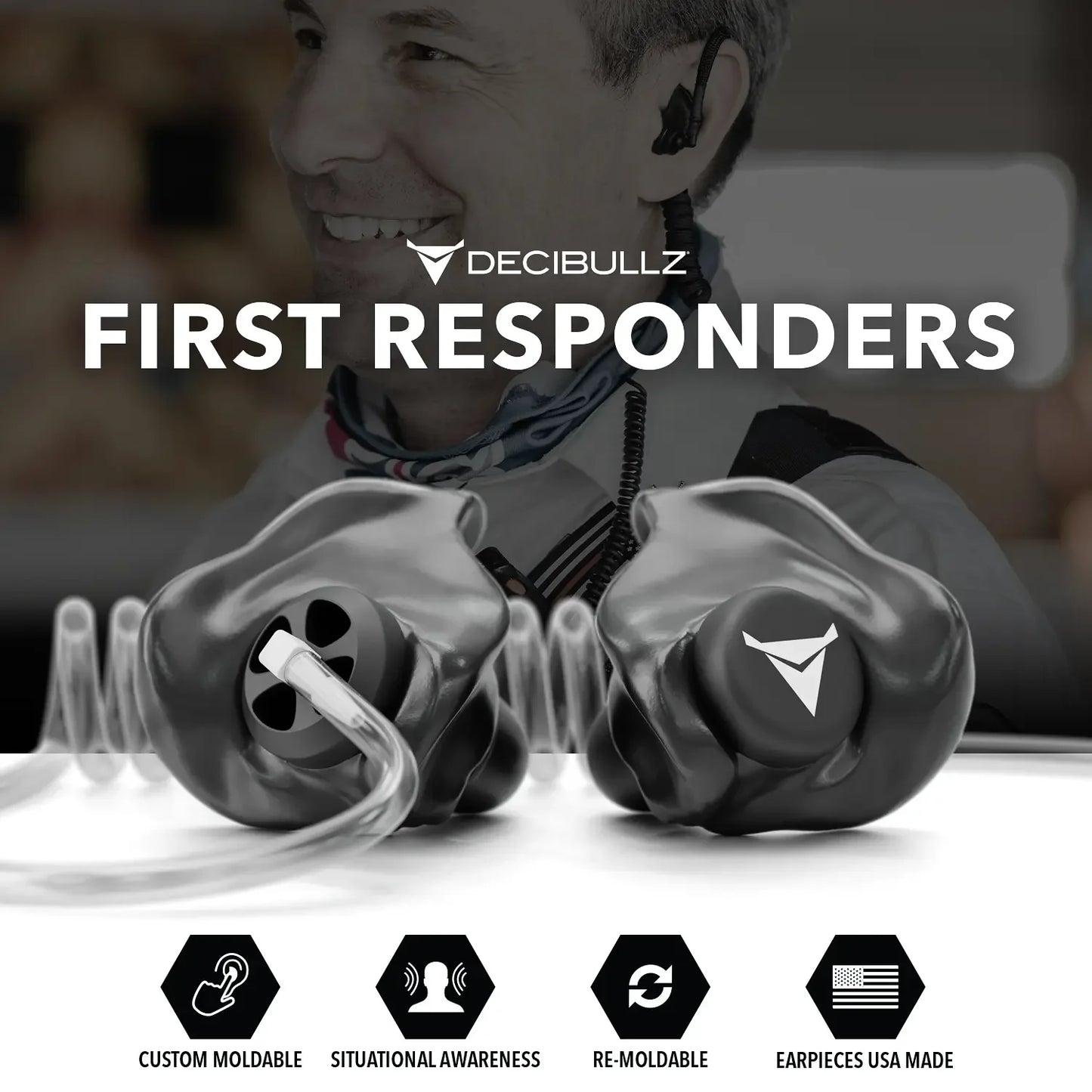 Decibullz | +Awareness Custom Molded Two-Way Surveillance Acoustic Tube Headset (Motorola)