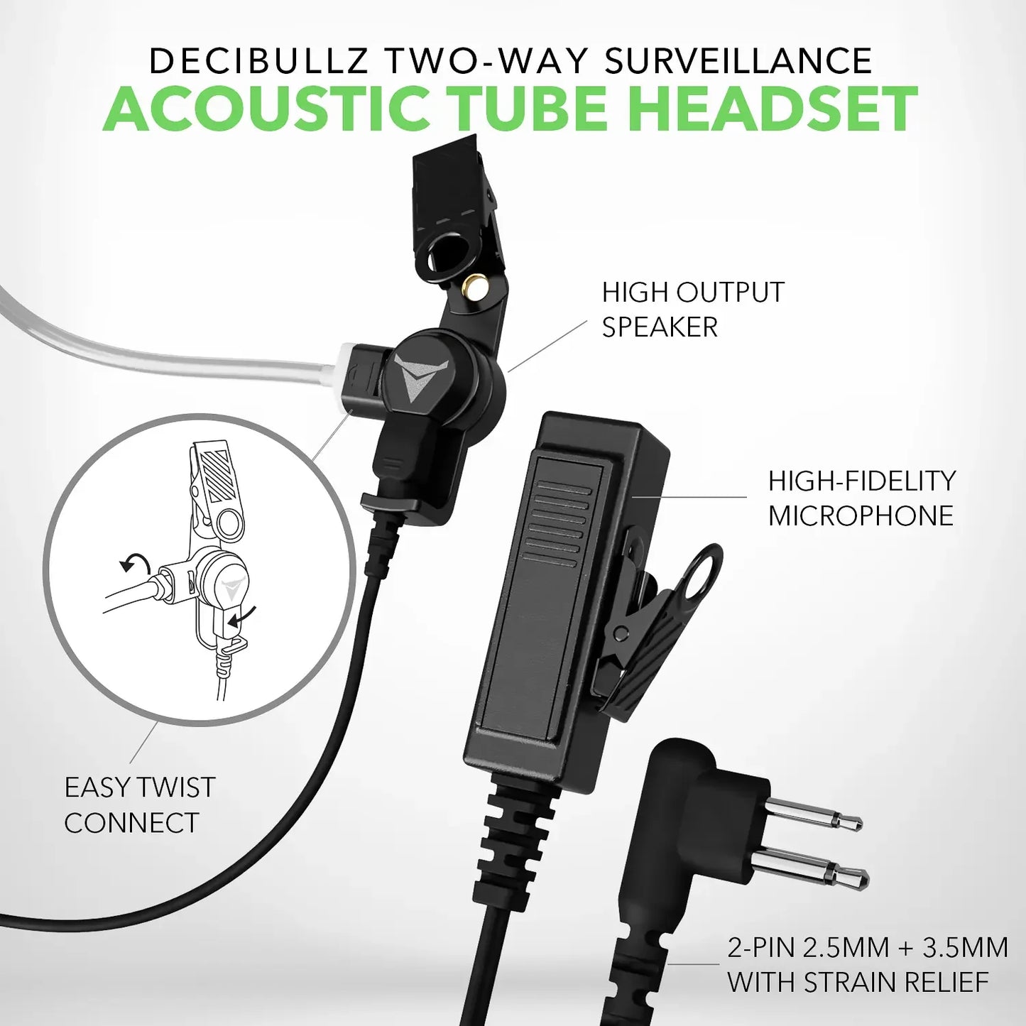 Decibullz | +Awareness Custom Molded Two-Way Surveillance Acoustic Tube Headset (Motorola)