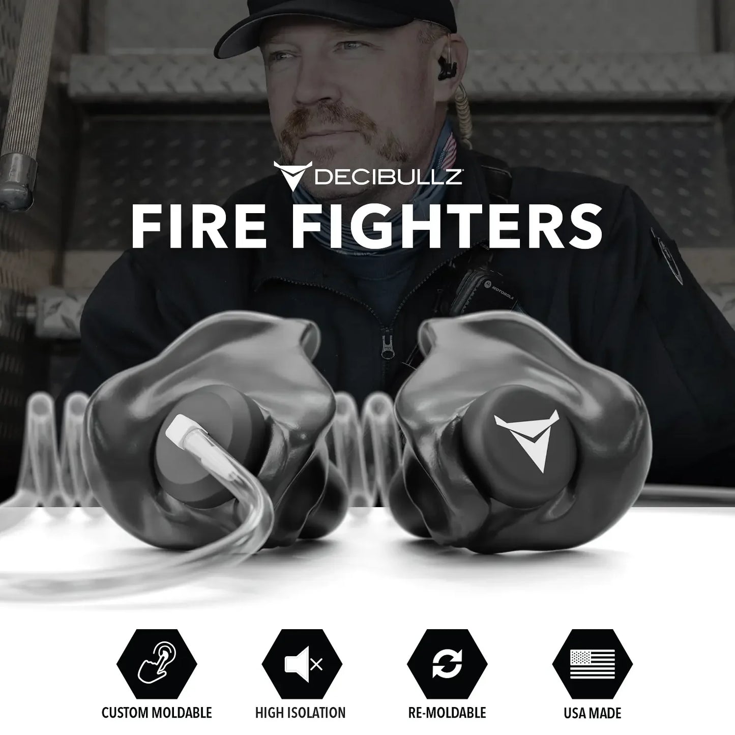 Decibullz | +Isolation Custom Molded Two-Way Surveillance Acoustic Tube Headset (Motorola)