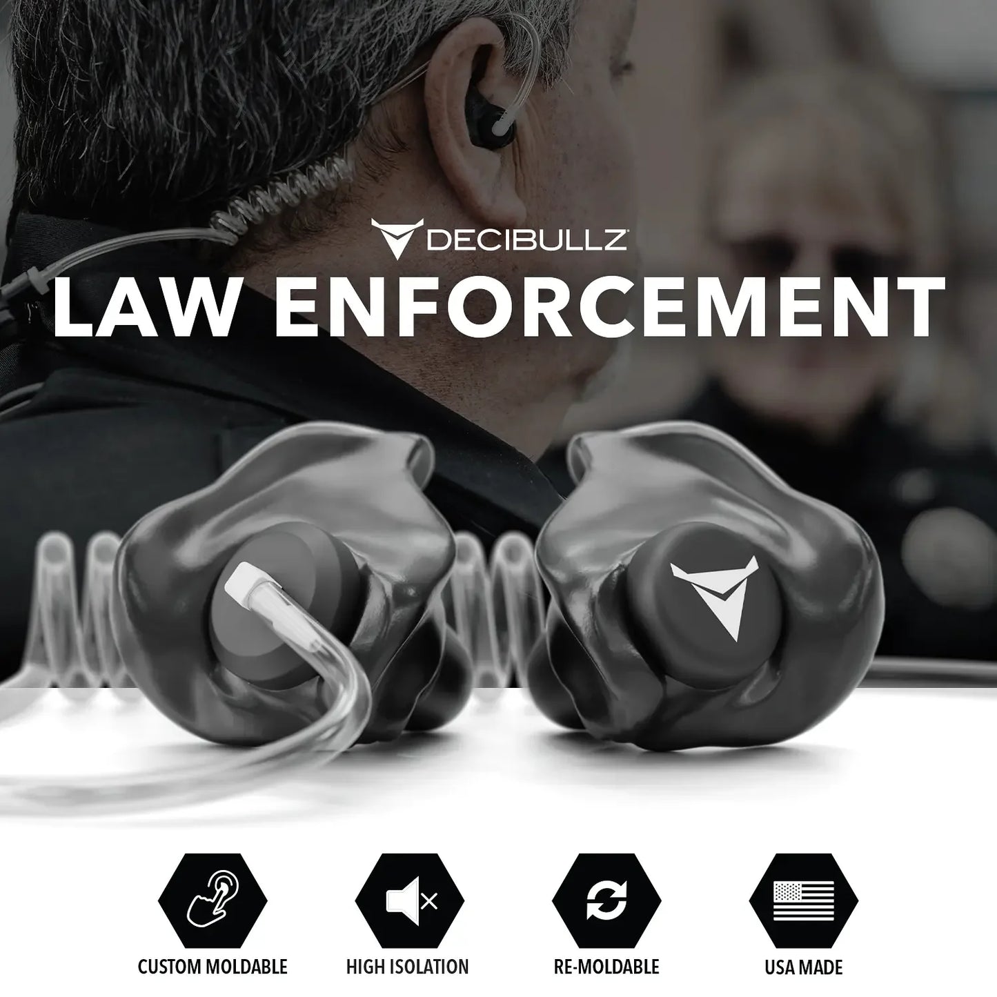 Decibullz | +Isolation Custom Molded Two-Way Surveillance Acoustic Tube Headset (Motorola)