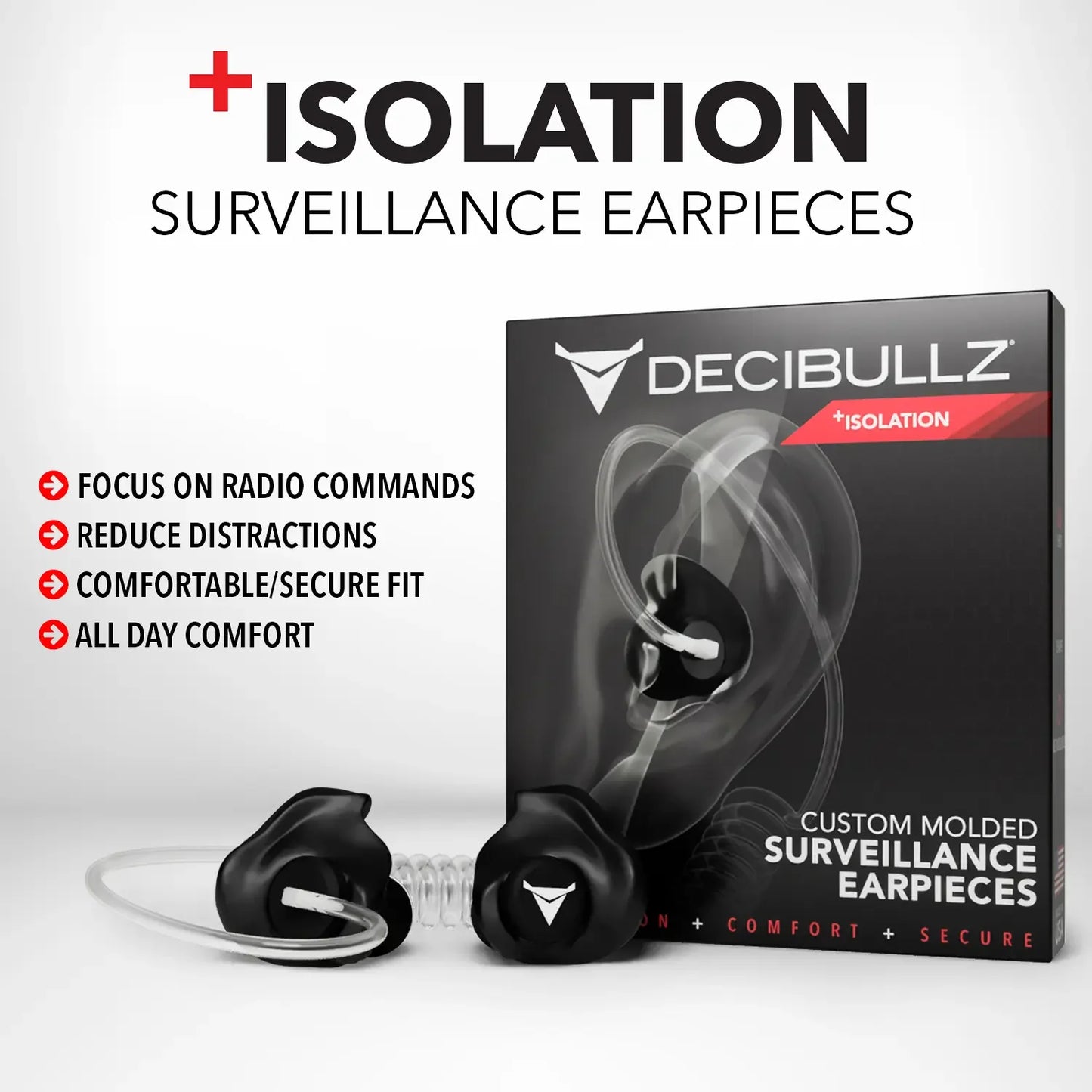 Decibullz | +Isolation Custom Molded Two-Way Surveillance Acoustic Tube Headset (Motorola)