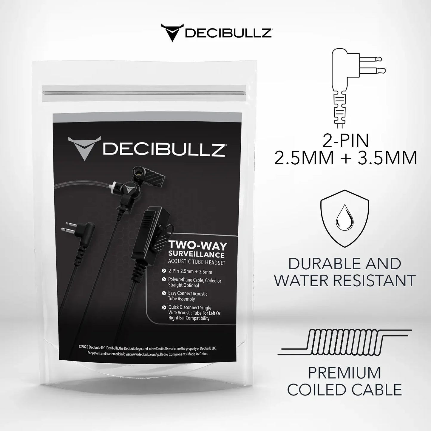 Decibullz | +Isolation Custom Molded Two-Way Surveillance Acoustic Tube Headset (Motorola)