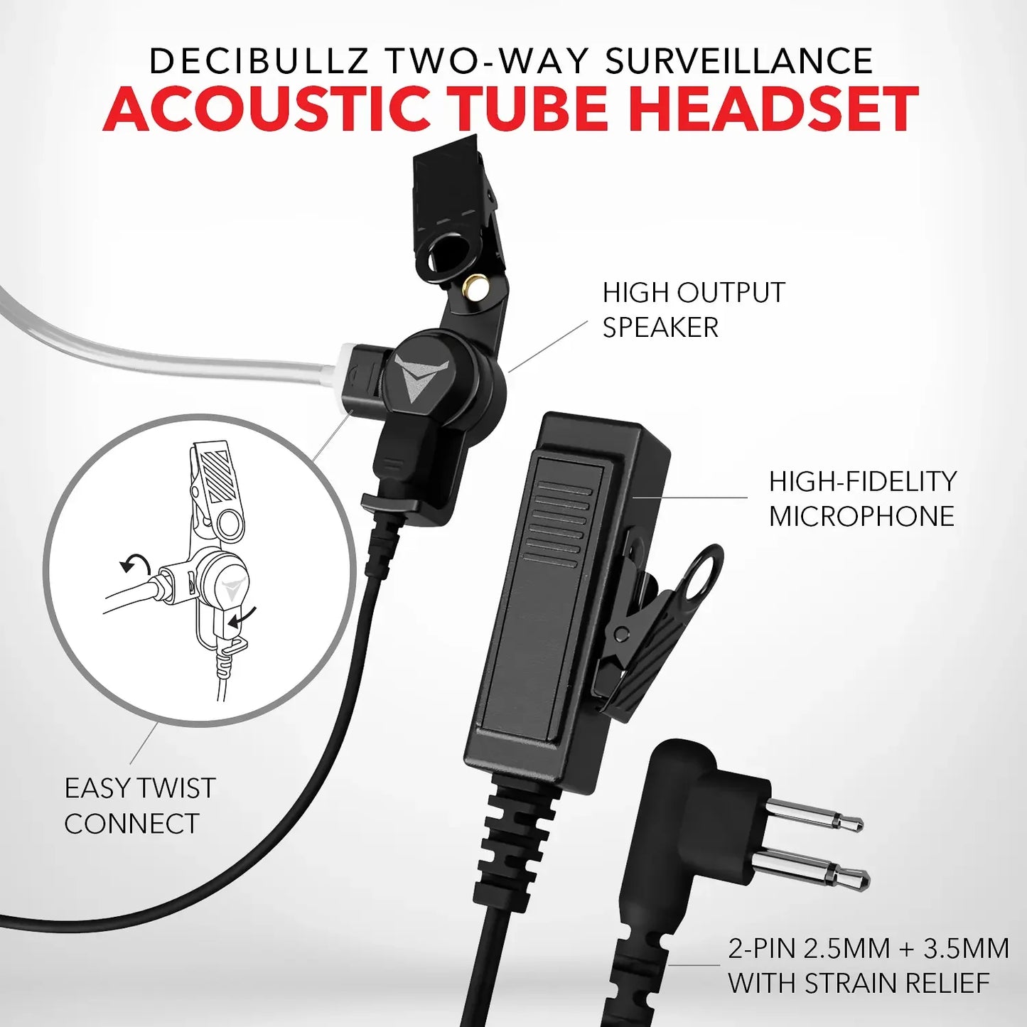 Decibullz | +Isolation Custom Molded Two-Way Surveillance Acoustic Tube Headset (Motorola)