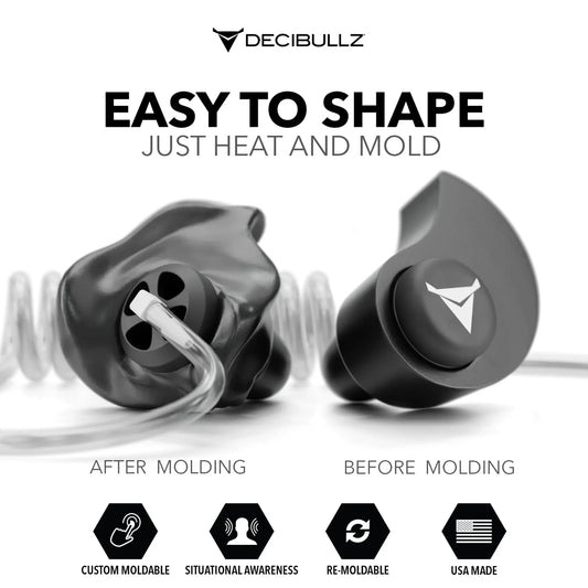 Decibullz | Custom Moldable Awareness Earpiece for Clear Tube, Radio, Surveillance, and Communication Headsets
