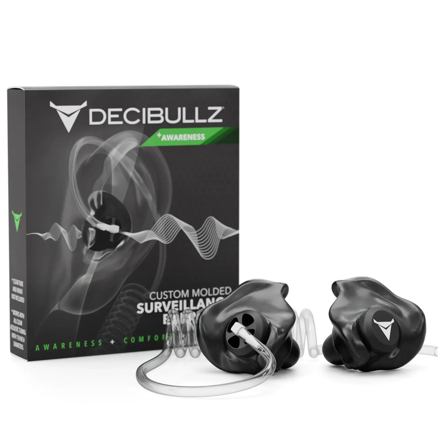 Decibullz | Custom Moldable Awareness Earpiece for Clear Tube, Radio, Surveillance, and Communication Headsets
