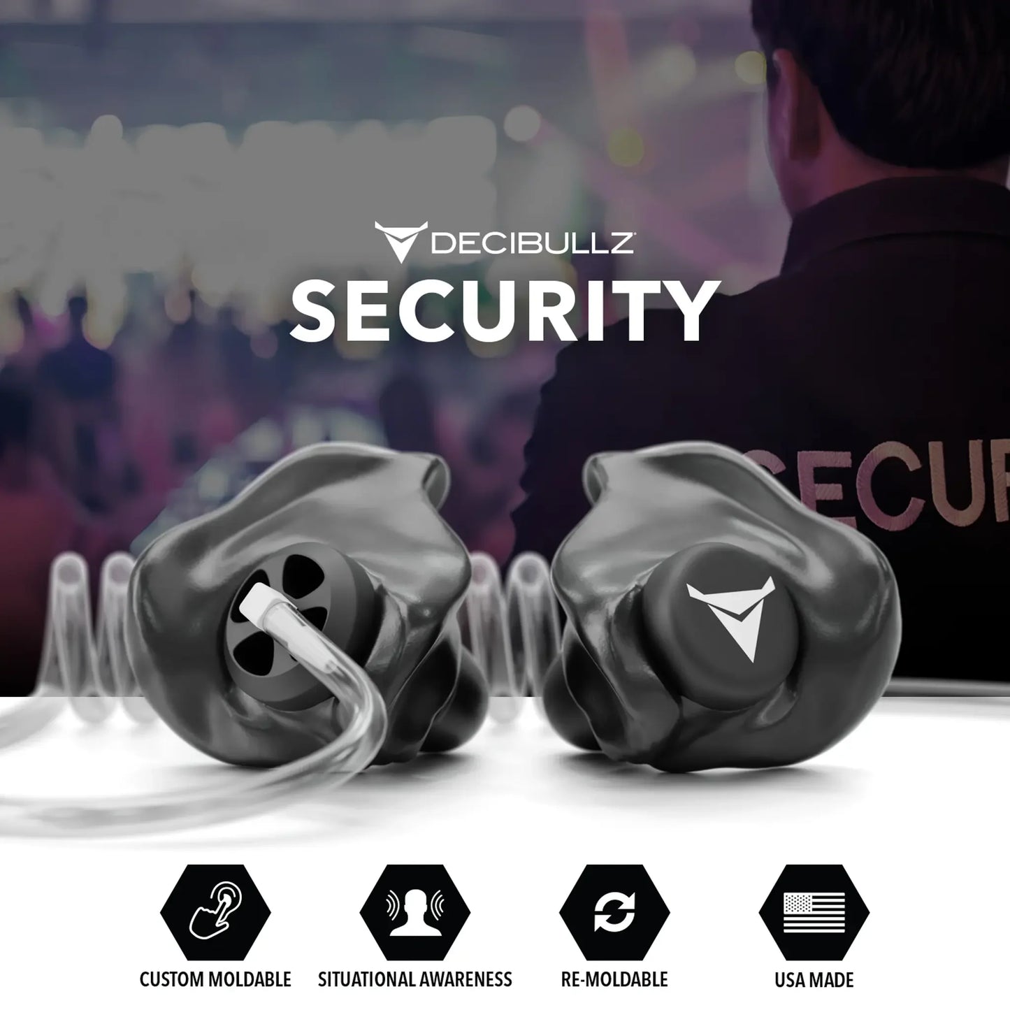 Decibullz | Custom Moldable Awareness Earpiece for Clear Tube, Radio, Surveillance, and Communication Headsets