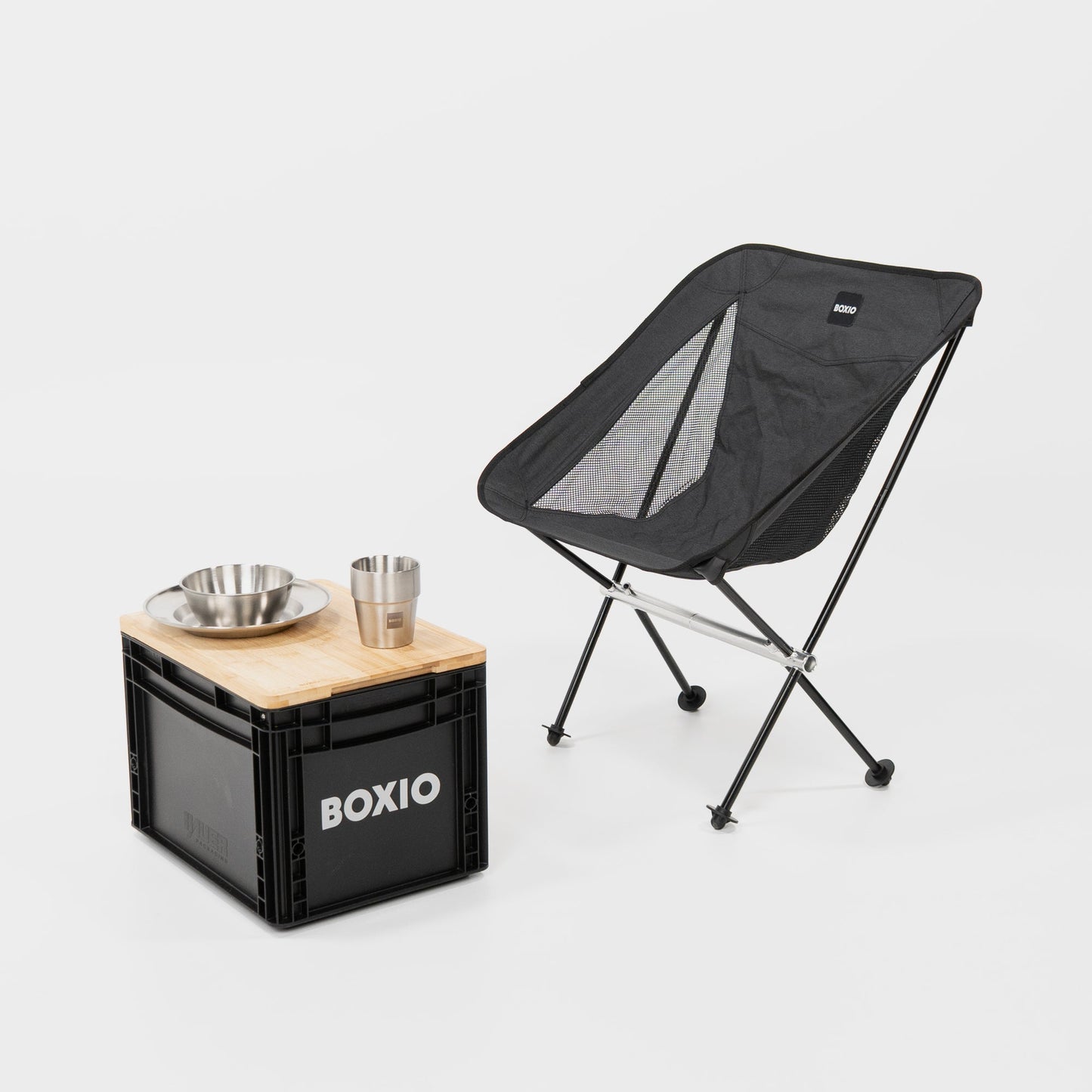 BOXIO | CHAIR Set of 4 I set of camping chairs with box