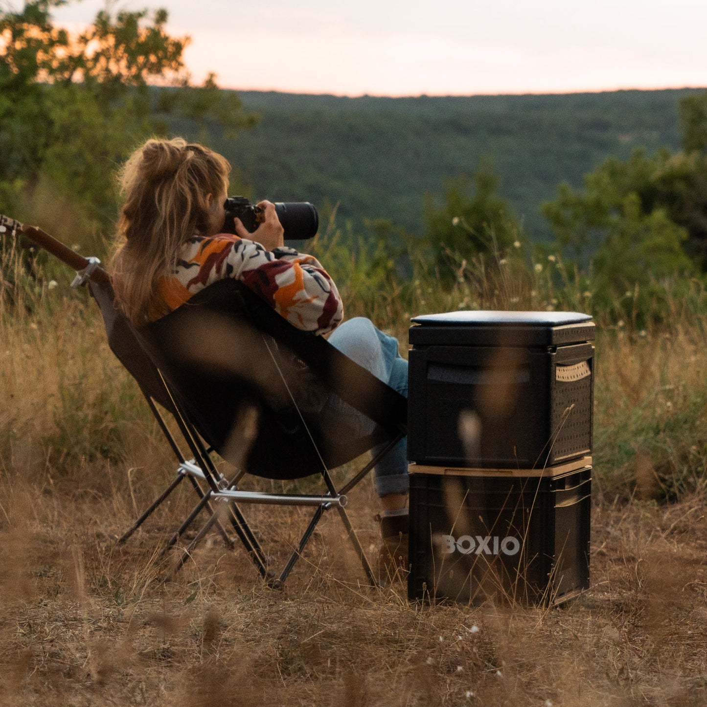 BOXIO | CHAIR Set of 4 I set of camping chairs with box