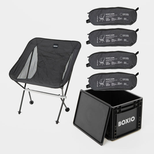 BOXIO | CHAIR Set of 4 I set of camping chairs with box