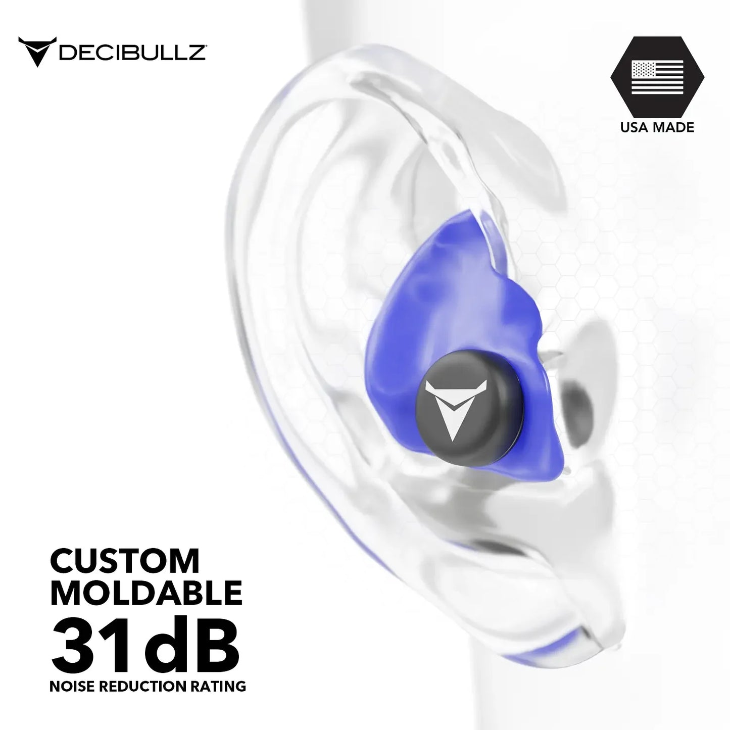 Decibullz | Custom Molded Earplugs 31dB NRR Pro-Pack with Case and Lanyard