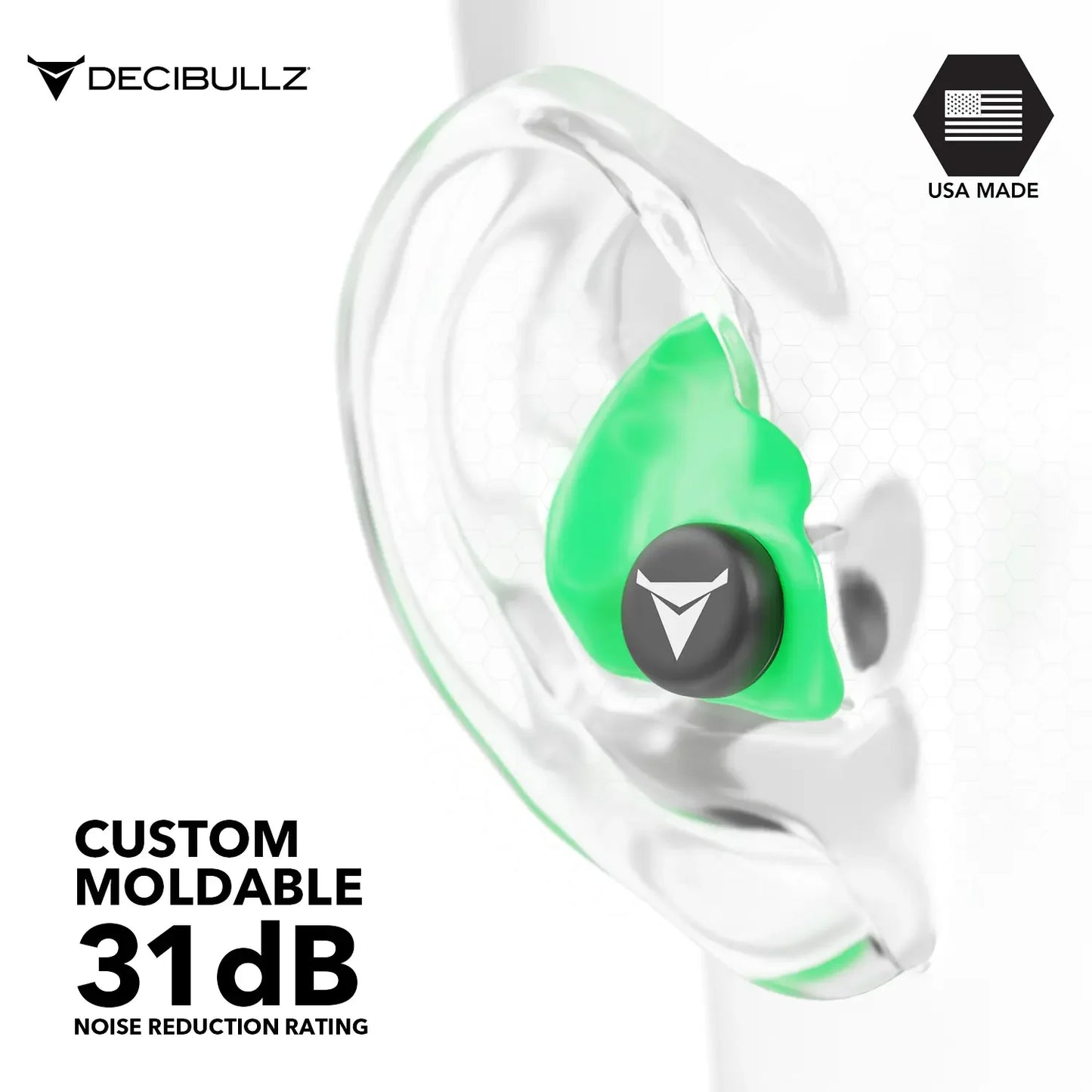 Decibullz | Custom Molded Earplugs 31dB NRR Pro-Pack with Case and Lanyard