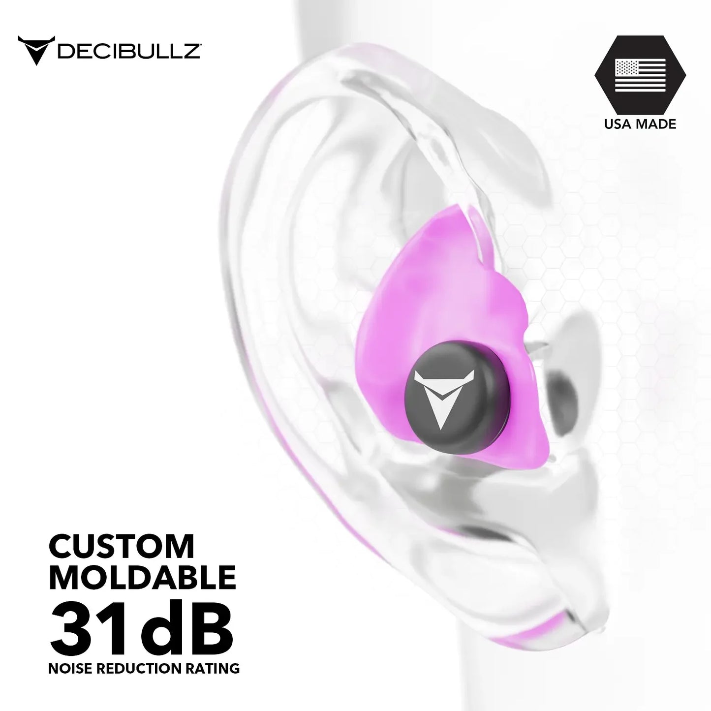 Decibullz | Custom Molded Earplugs 31dB NRR Pro-Pack with Case and Lanyard