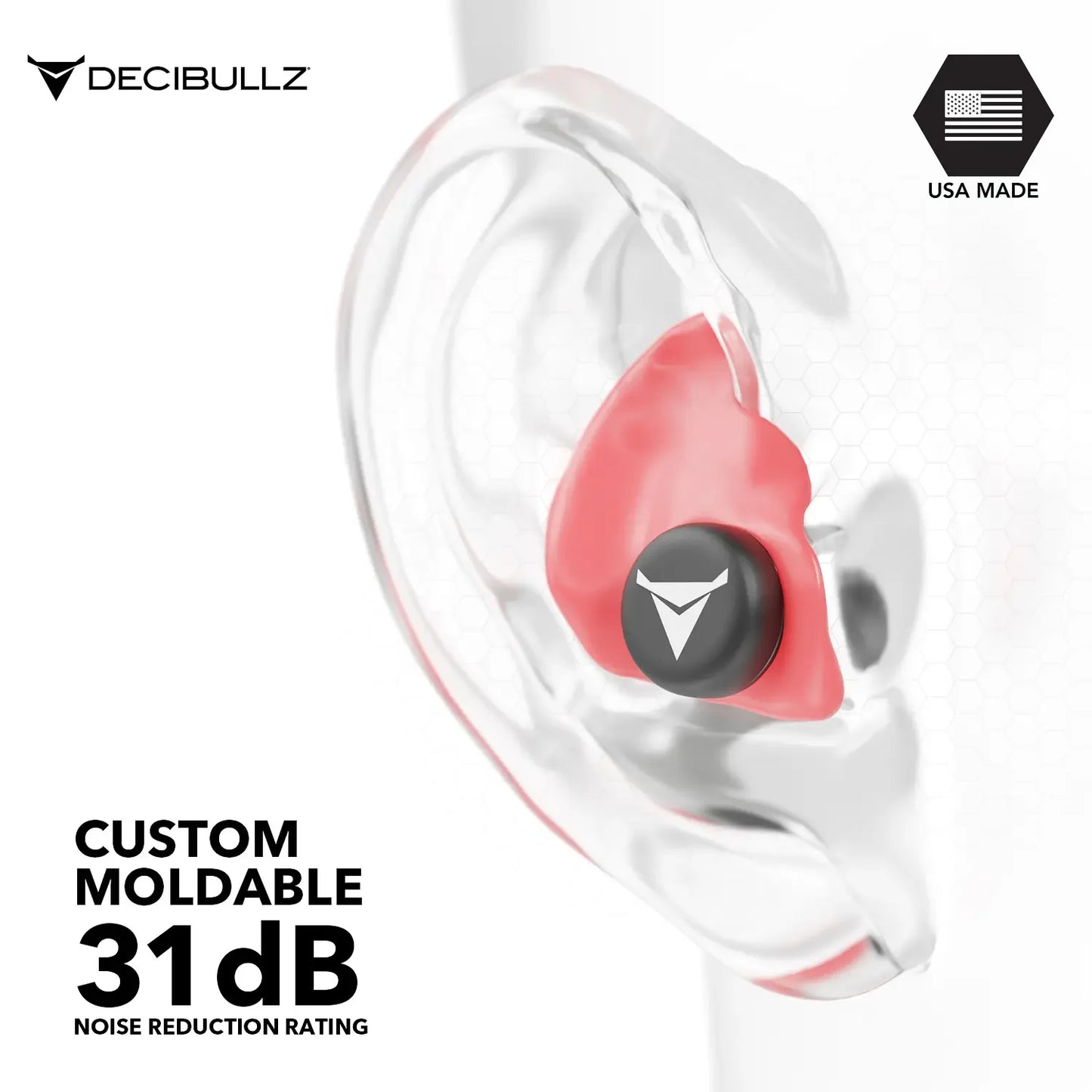 Decibullz | Custom Molded Earplugs 31dB NRR Pro-Pack with Case and Lanyard