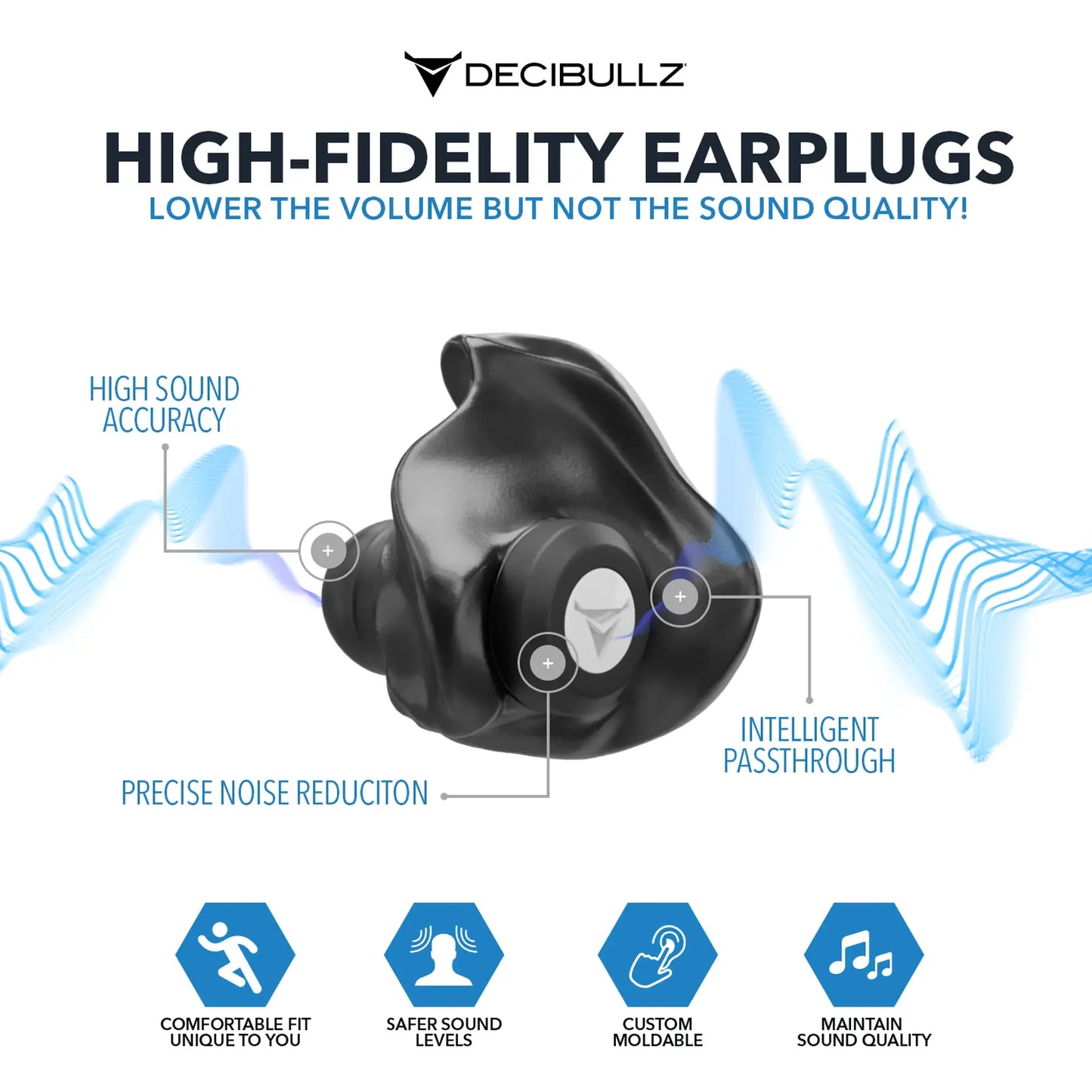 Decibullz | Custom Molded High-Fidelity Earplugs for Concerts, Musicians, Events, and Noise Sensitivity