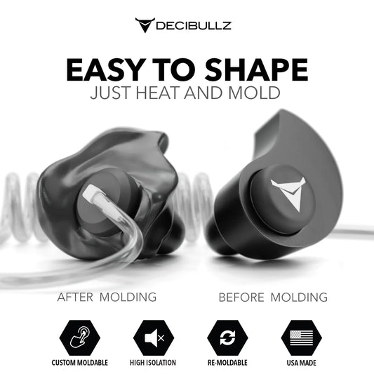 Decibullz | Custom Moldable Isolation Earpiece for Clear Tube, Radio, Surveillance, and Communication Headsets