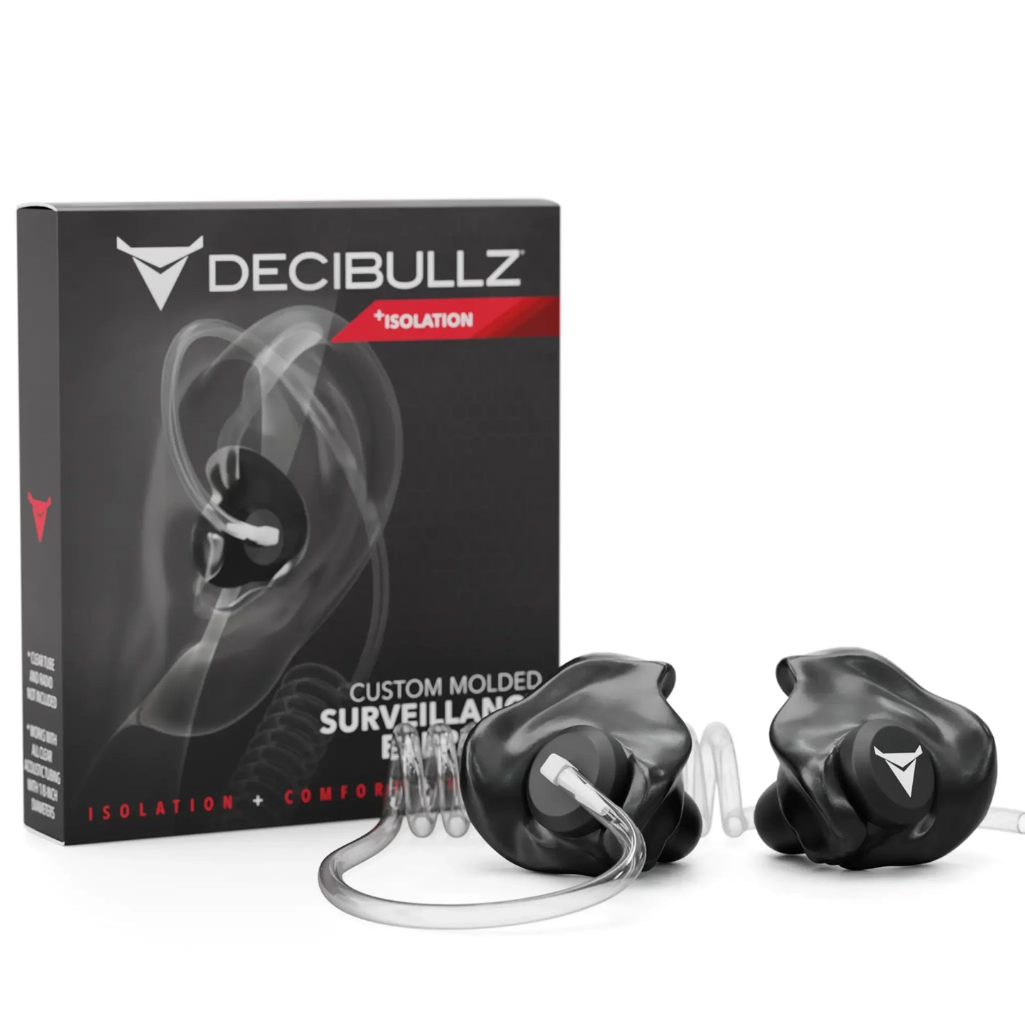 Decibullz | Custom Moldable Isolation Earpiece for Clear Tube, Radio, Surveillance, and Communication Headsets