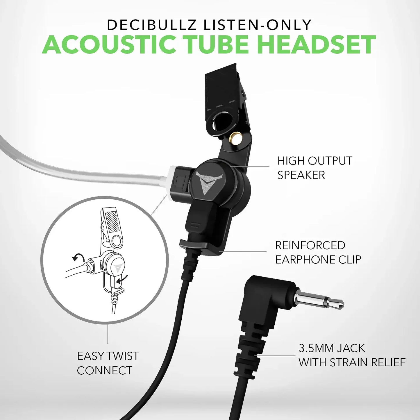 Decibullz | +Awareness Custom Molded Listen-Only Surveillance Acoustic Tube Headset