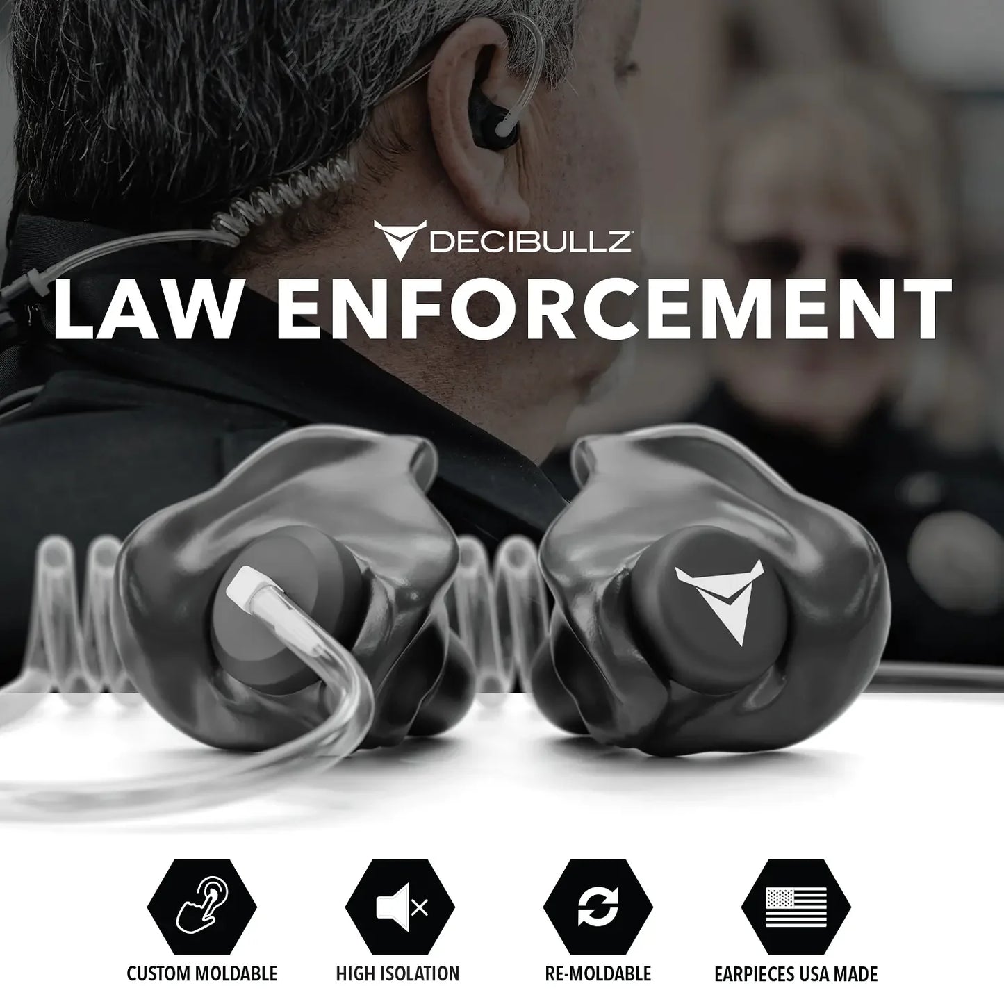 Decibullz | +Isolation Custom Molded Listen-Only Surveillance Acoustic Tube Headset