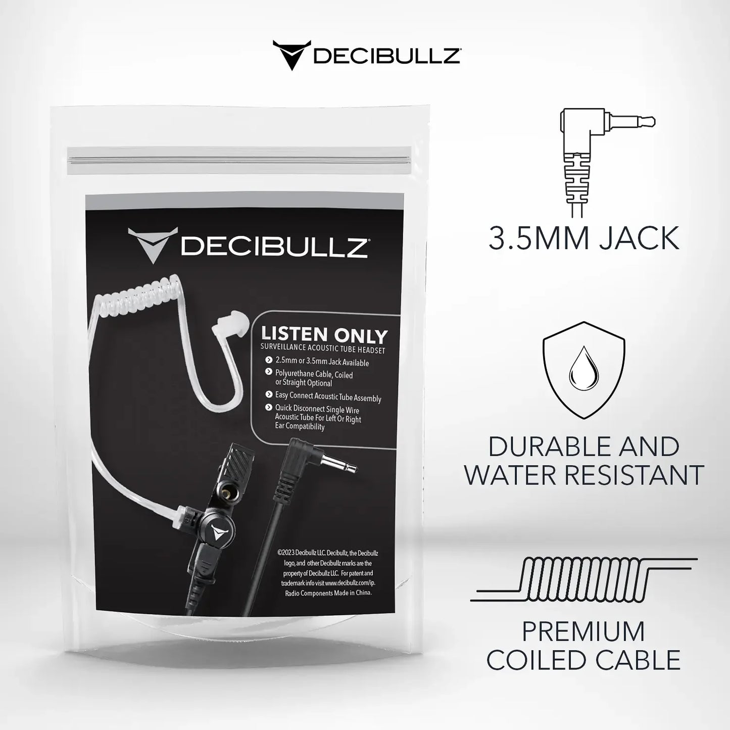 Decibullz | +Isolation Custom Molded Listen-Only Surveillance Acoustic Tube Headset