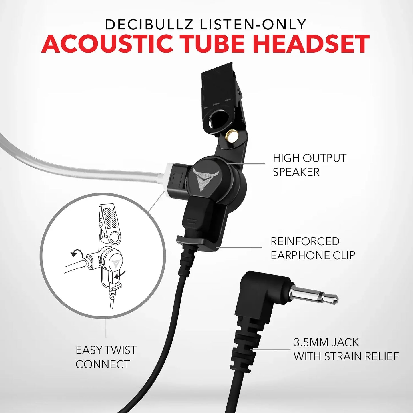 Decibullz | +Isolation Custom Molded Listen-Only Surveillance Acoustic Tube Headset