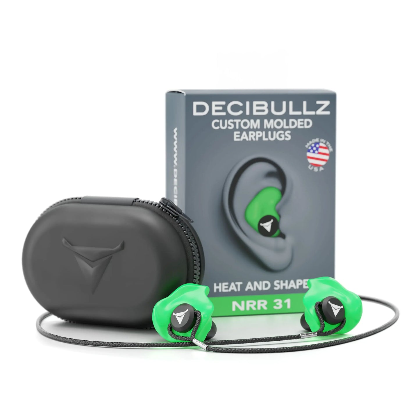 Decibullz | Custom Molded Earplugs 31dB NRR Pro-Pack with Case and Lanyard