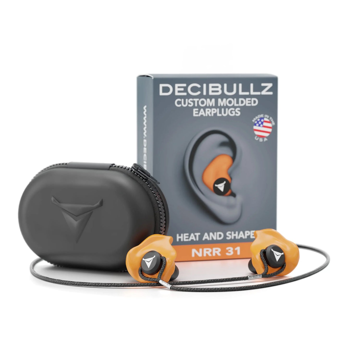 Decibullz | Custom Molded Earplugs 31dB NRR Pro-Pack with Case and Lanyard