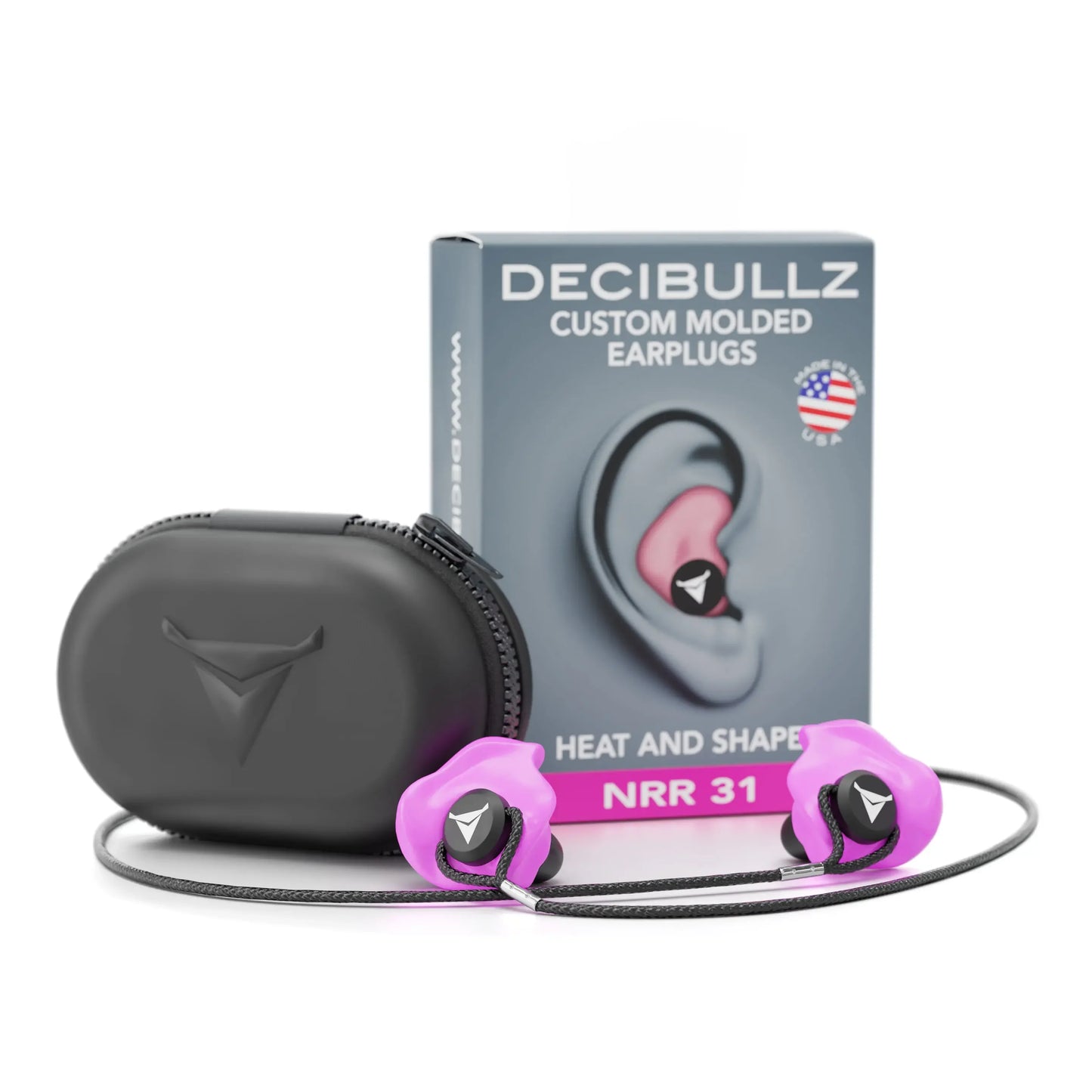 Decibullz | Custom Molded Earplugs 31dB NRR Pro-Pack with Case and Lanyard